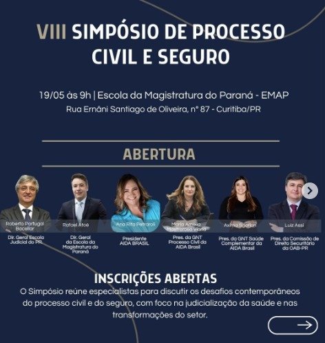 AIDA e IAP realizam o “VIII Simpósio de Processo Civil e Seguro”